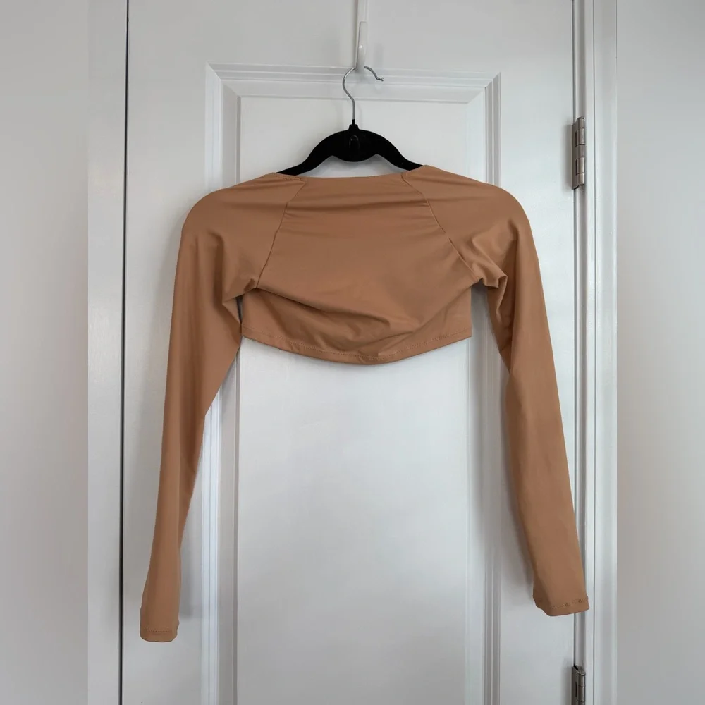 Skims Signature Swim Long Sleeve Underwire Top Almond NWT Size XXS